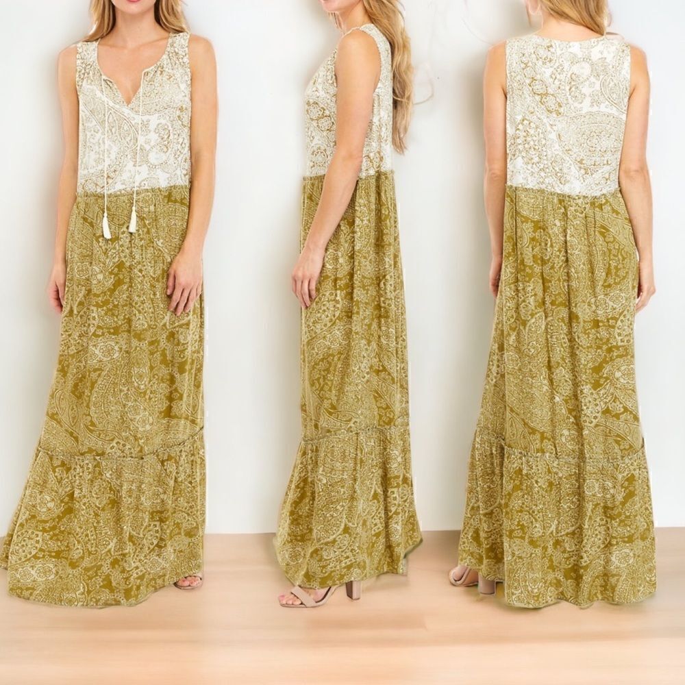 Wonderly Women's Sleeveless Tiered Maxi Dress in Size Large